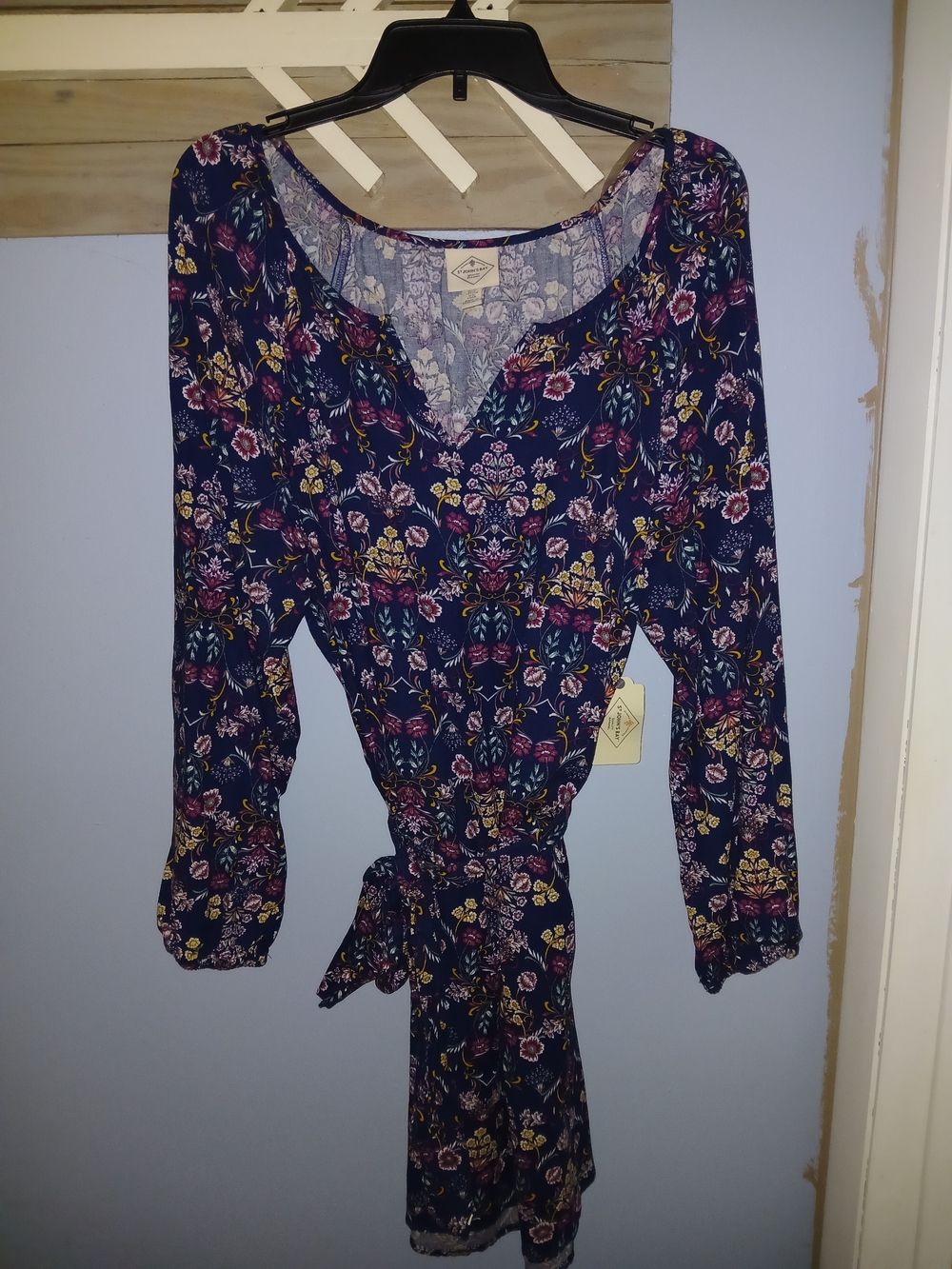 St. John's Bay Navy Floral Button-Front Top